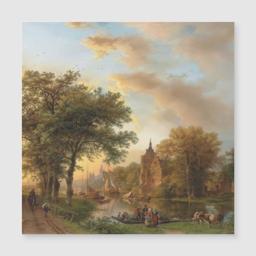 A River Landscape in Holland at Sunset 1852