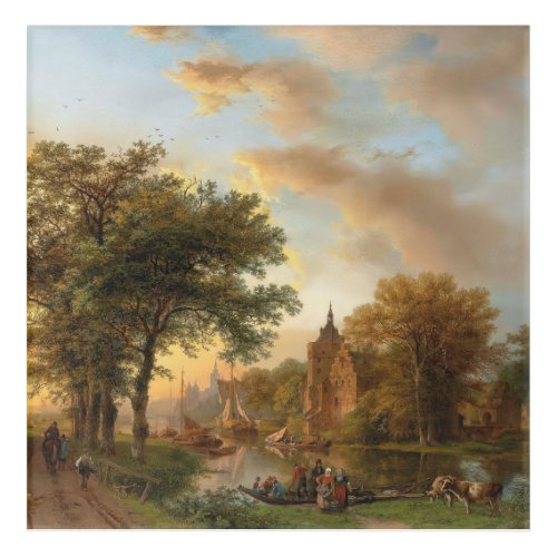 A River Landscape in Holland at Sunset 1852 Acrylic Print