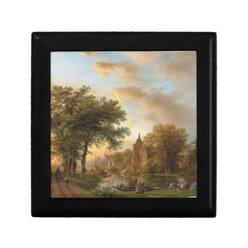 A River Landscape in Holland at Sunset 1852 Gift Box