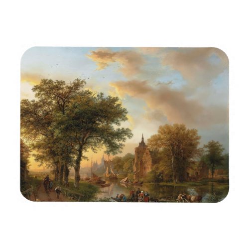 A River Landscape in Holland at Sunset 1852 Magnet
