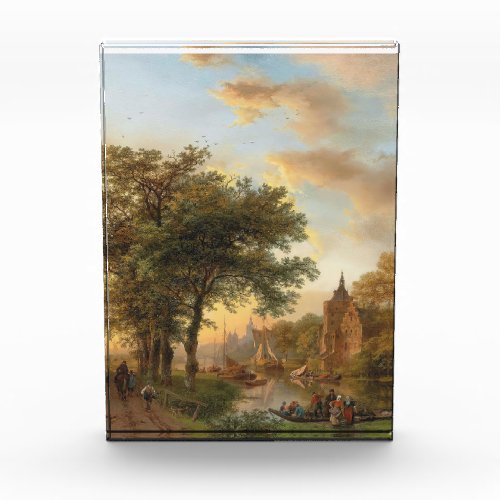 A River Landscape in Holland at Sunset 1852 Photo Block