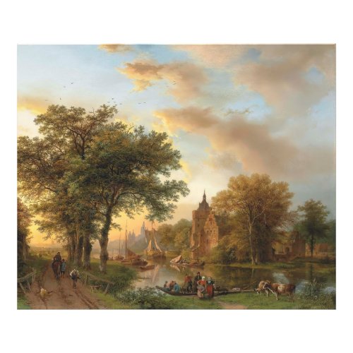 A River Landscape in Holland at Sunset 1852 Photo Print