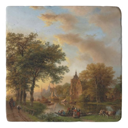 A River Landscape in Holland at Sunset 1852 Trivet