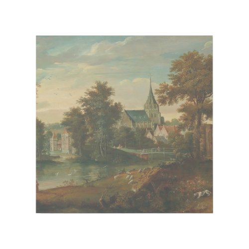 A river landscape with two patriarchs near a town  gallery wrap