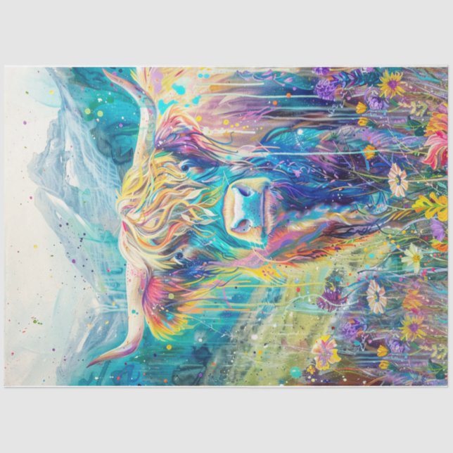 A river of colors highlander cow tissue paper (Front)