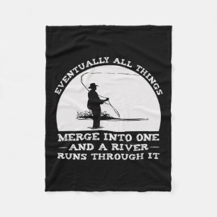 A River Runs Through It Fly Fishing Fleece Blanket