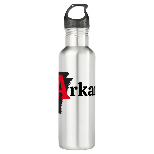 A rkansip Red Text Stainless Steel Water Bottle (Front)