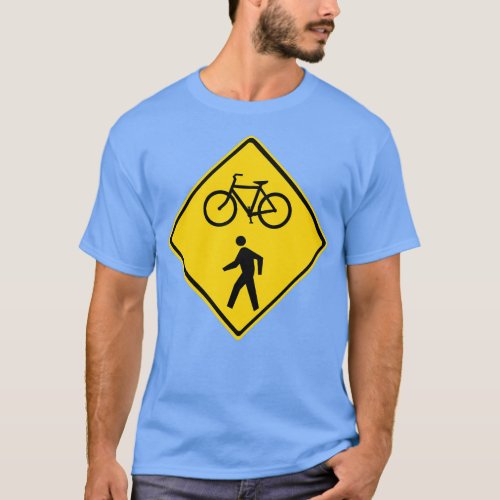 A Road Bicycle and Pedestrians Warning Sign T_Shirt