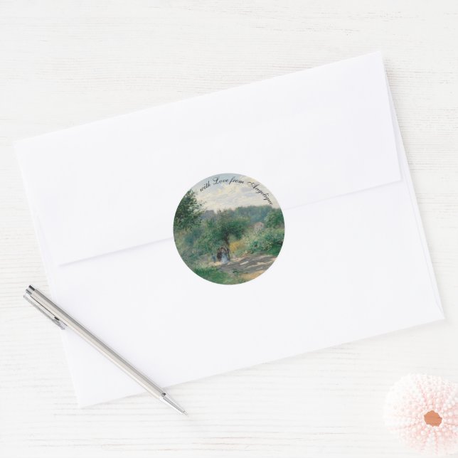 A Road in Louveciennes by Auguste Renoir Classic Round Sticker (Envelope)