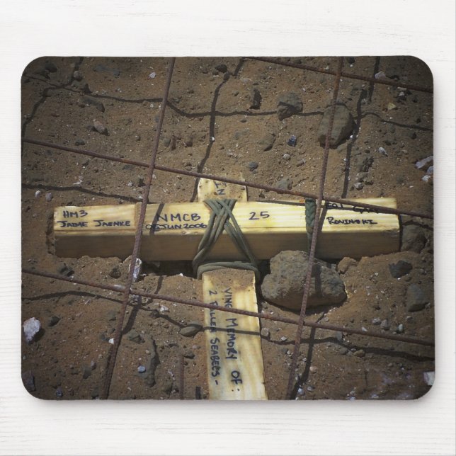 A road repair crew places a cross mouse pad (Front)