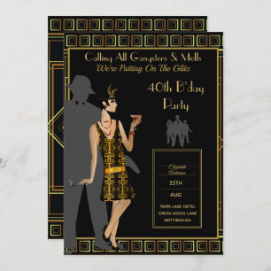 A Roaring Twenties Party, Gangster Flapper Deco Invitation