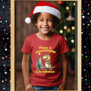 A Roarsome Christmas, Funny Kid's Dinasaur Tshirt