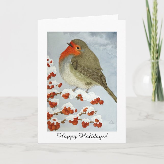 A Robin and berries in the snow (Holidays) Holiday (Front)