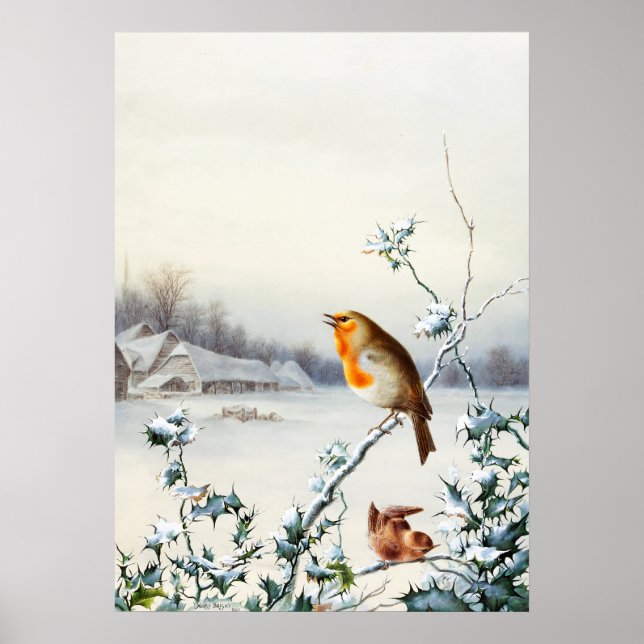 A Robin and Wren by Harry Bright Poster (Front)