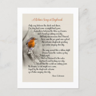 A Robin’s Song at Daybreak - Poem of N. Waterman Postcard