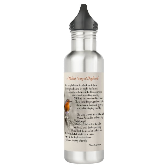 A Robin’s Song at Daybreak - Poem of N. Waterman Stainless Steel Water Bottle (Left)