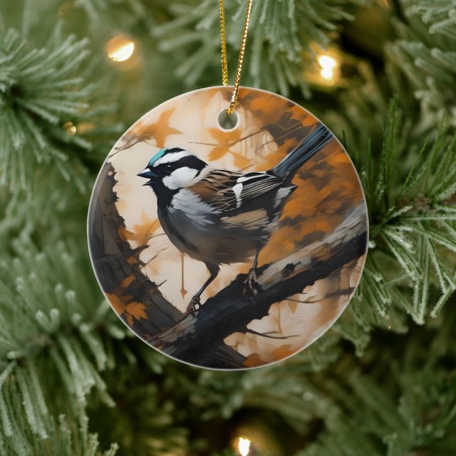 A Robin's Serenade in the Canopy, Ceramic Ornament (Tree)