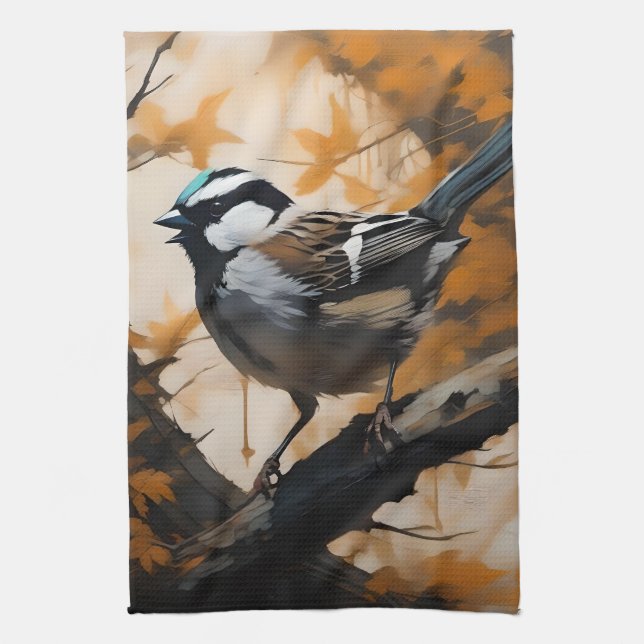 A Robin's Serenade in the Canopy, Kitchen Towel (Vertical)