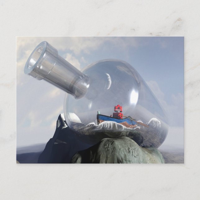 A Robot in a Bottle Postcard (Front)