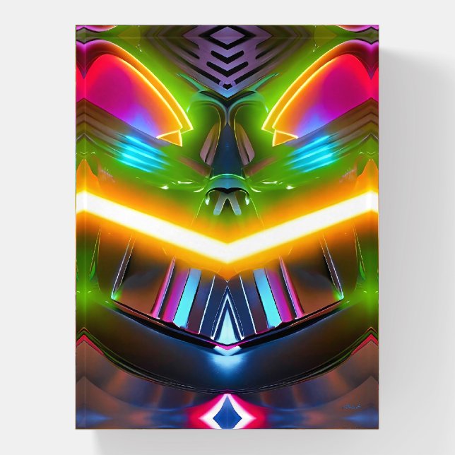 A Robot World Breathing Down Your Neck Paperweight (Vertical)