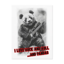A Rocker Panda playing Electric Guitar on a