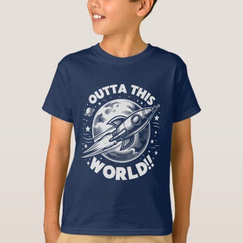 A rocket ship soaring through space T_Shirt