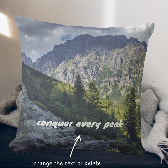 A rocky trail towards high mountain peaks throw pillow (Creator Uploaded)