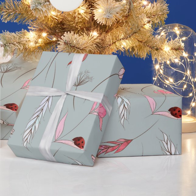 A roll of wallpaper with a light gray background wrapping paper (Holidays)