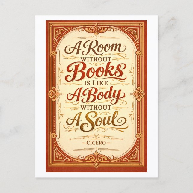"A Room Without Books" Cicero Quotation Postcard (Front)