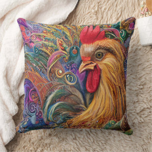 A Rooster's Enduring Gloriousness Throw Pillow