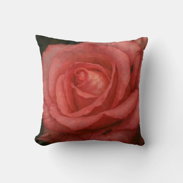 A Rose in Bloom Throw Pillow (Front)