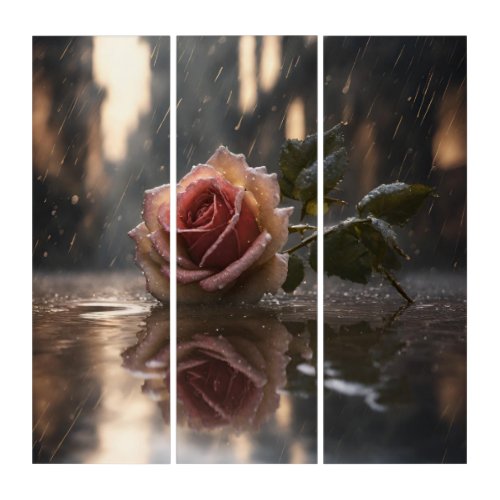 A rose in the rain triptych