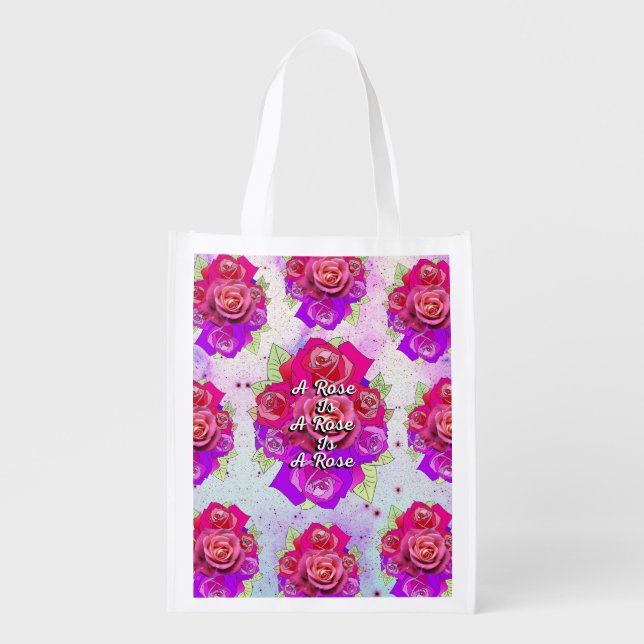 A Rose is a Rose is a Rose Grocery Bag (Front)