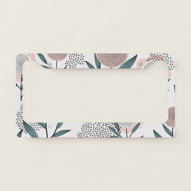 Lady Rider White Rose Chrome Motorcycle License Plate Frame - Heavy Duty Metal