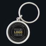 A round professional custom branded  Keychain<br><div class="desc">A round professional custom branded for your business features your logo design framed by the name of the company with location and year established. Other wording such as a slogan or website could also be included. There is an option to adjust the curve of the round text and the black...</div>