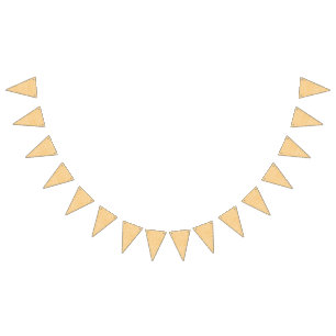 A round rug with a vibrant blend of yellow and ora bunting flags