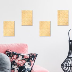 A round rug with a vibrant blend of yellow and ora wall art sets