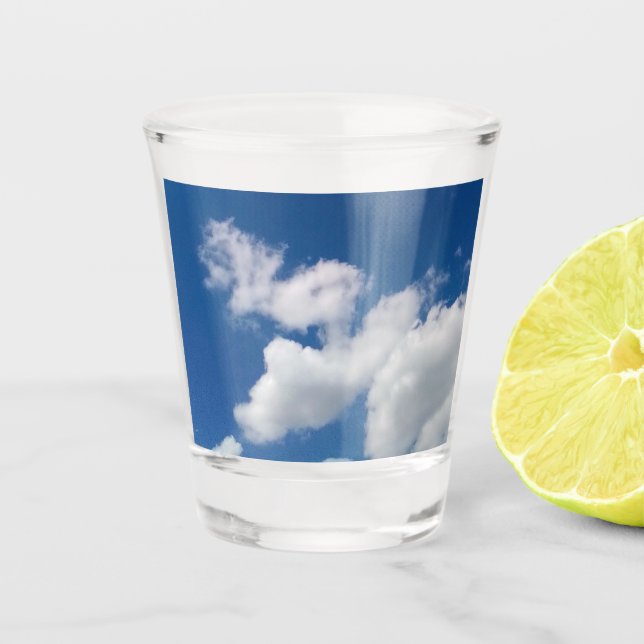 A row of clouds shot glass (Front)
