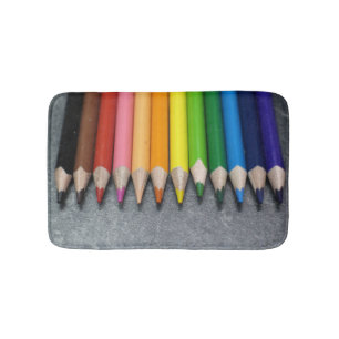A Row of Colored Pencils. Bathroom Mat
