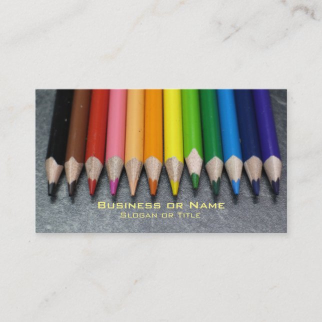 A Row of Colored Pencils. Business Card (Front)