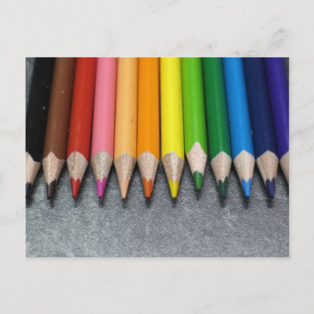 A Row of Colored Pencils. Postcard (Front)