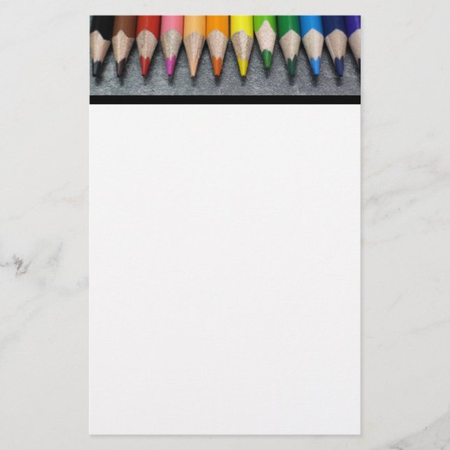 A Row of Colored Pencils. Stationery (Front)