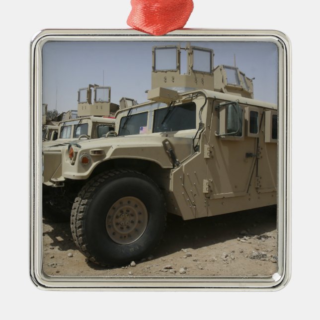 A row of humvees from Task Force Military Polic Metal Ornament (Front)
