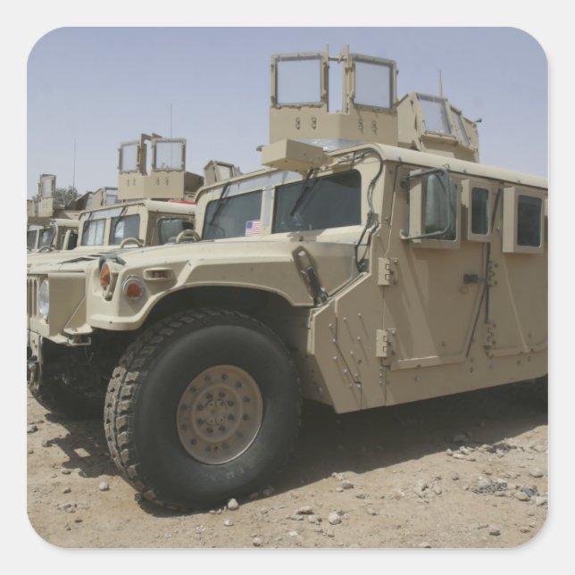 A row of humvees from Task Force Military Polic Square Sticker (Front)
