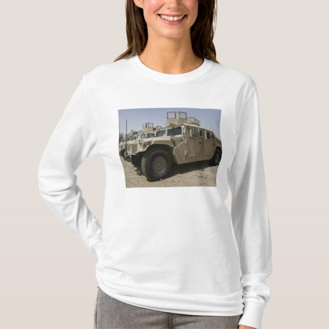 A row of humvees from Task Force Military Polic T-Shirt (Front)