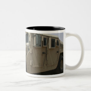 A row of humvees from Task Force Military Polic Two-Tone Coffee Mug