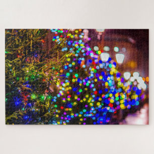 A Row Of Illuminated Christmas Trees Jigsaw Puzzle