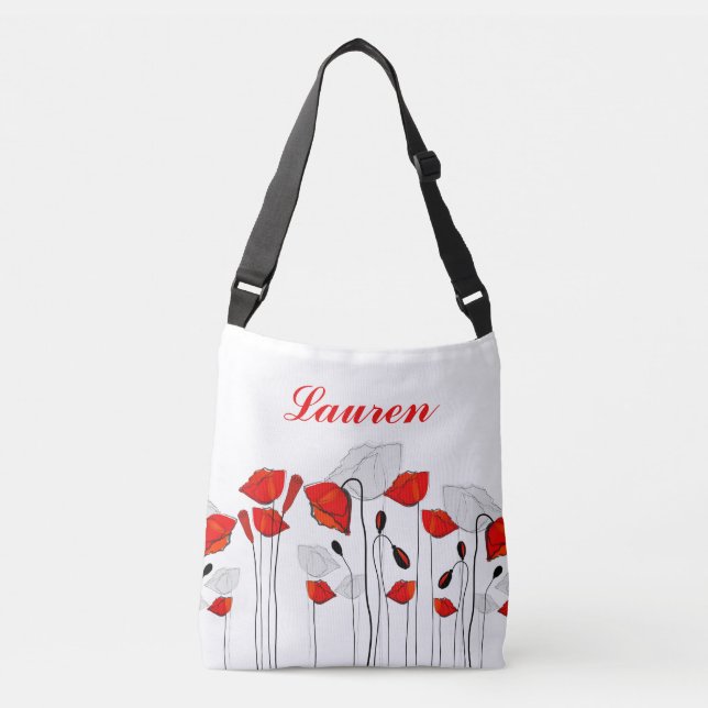 A Row of Red Poppies Crossbody Bag (Front)