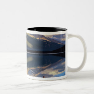 A rower on Banff Lake in the Canada MR) Two-Tone Coffee Mug