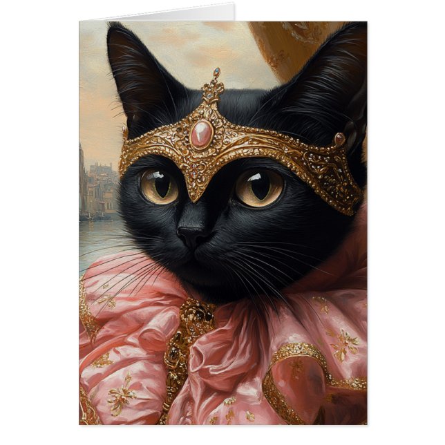 A Royal Black Cat in Pink and Gold Cards (Front)